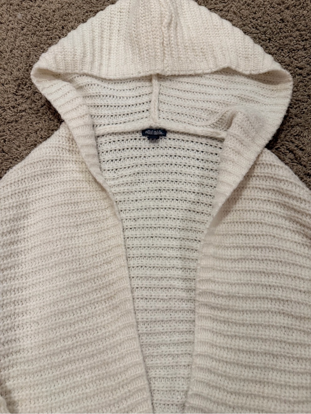 wild fable Cream Hooded Open-Front Knit Cardigan - Picture 5 of 6